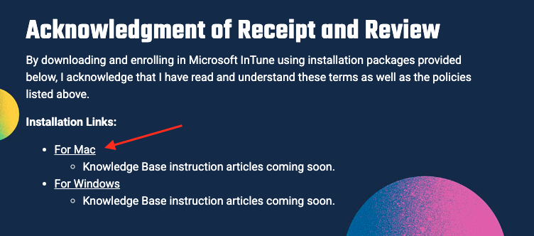 Screenshot of Blink page with a red page pointing to the Mac Installation link