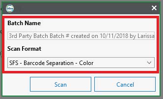 Example of Batch Name and Scan Format