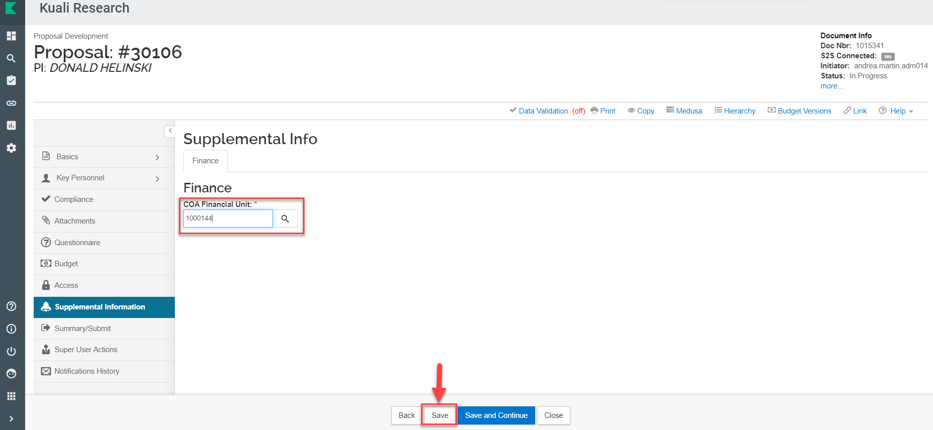 Research Knowledge Base - Add the COA Financial Unit to a Proposal ...