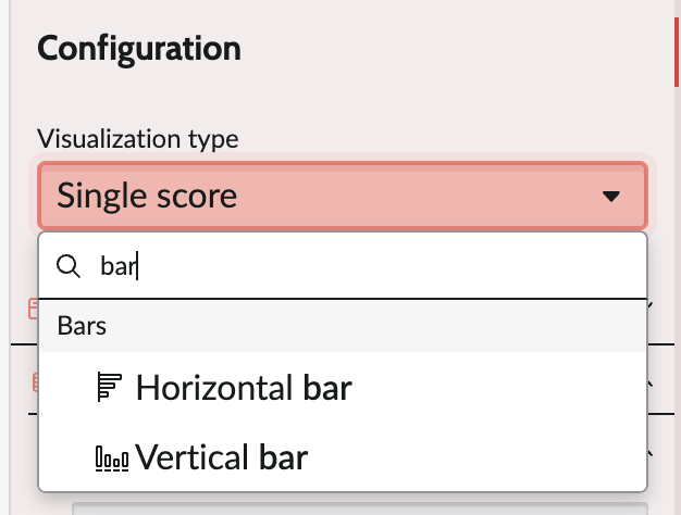 Screenshot of the Visualization type search bar