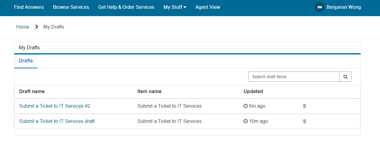 IT Services - Save as Draft Instructions - Services & Support