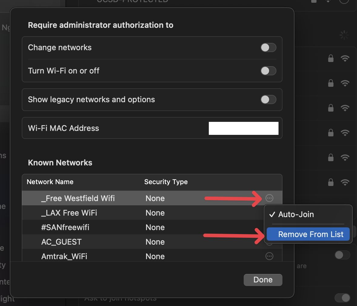 Arrow pointing at the circle icon with dots and another pointing at "Remove From List" Arrow pointing at the circle icon with dots and another pointing at "Remove From List"