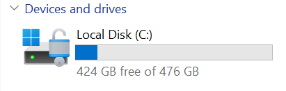BitLocker Drive Screenshot of a computer drive that shows an image of a lock next to it