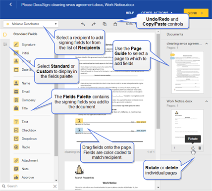 Screenshot: Visual of basic areas described above