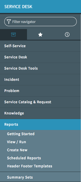 Screenshot: Reports option in side navbar