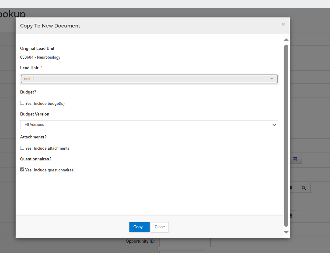 Research Knowledge Base - How to copy an existing Kuali Proposal ...