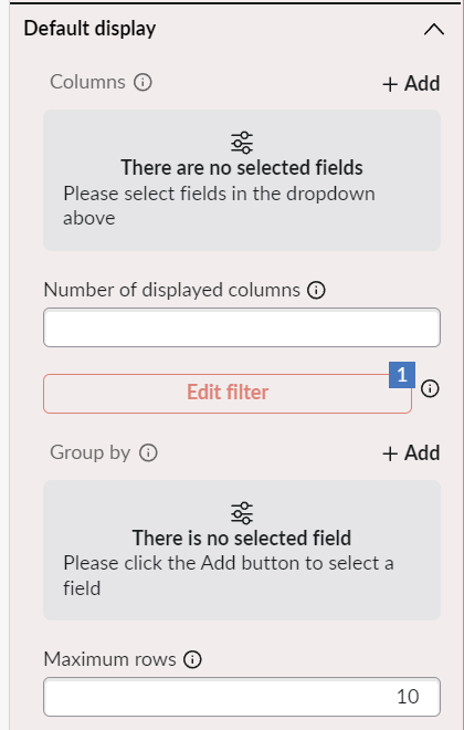 close up of configuration options for a list view