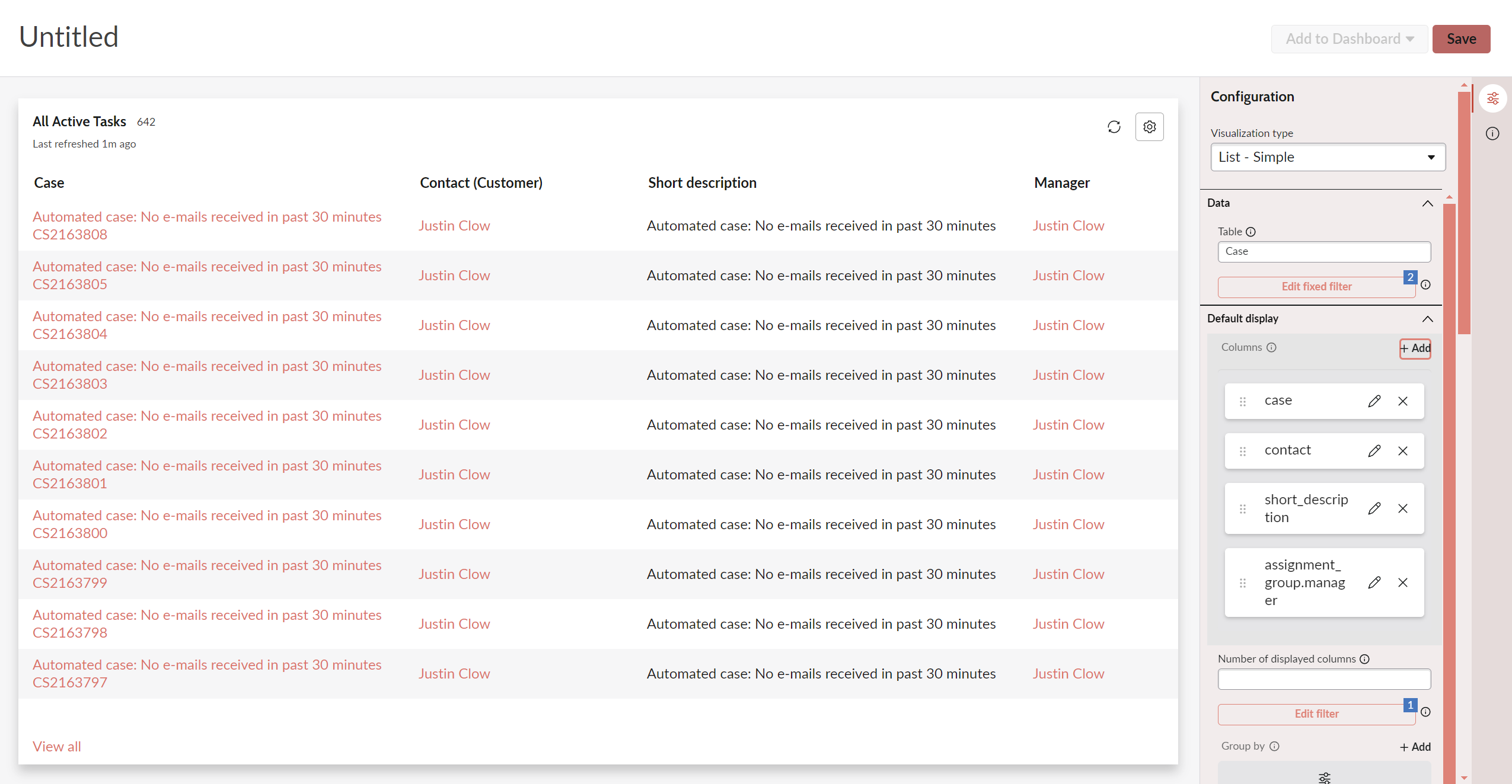 finished list view report