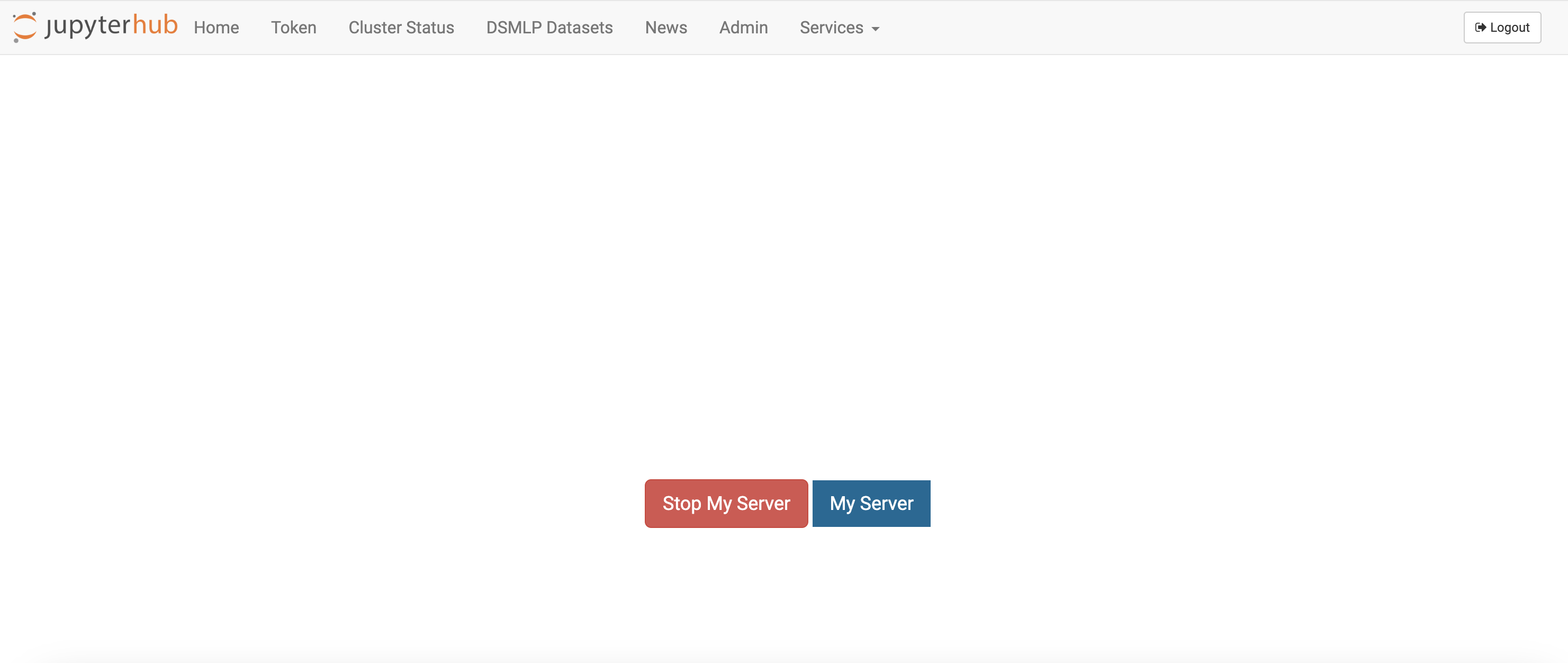 A mostly white page with the "Shutdown Server" menu option displayed so that a user can turn off their notebook.