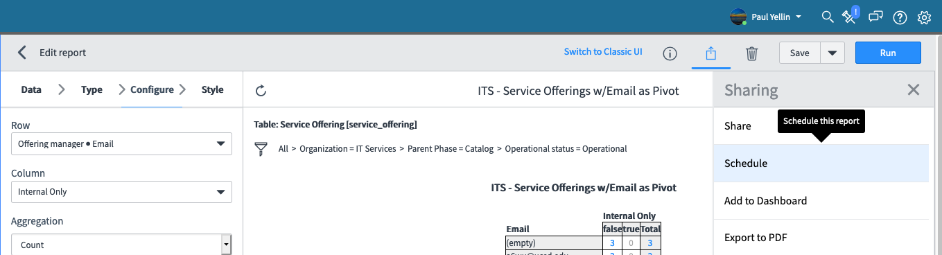 Screenshot: Schedule share button 