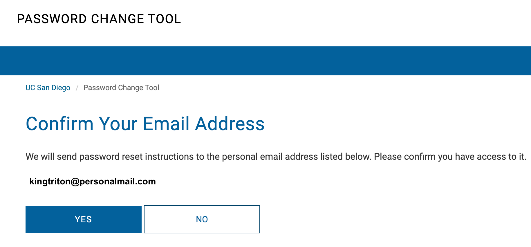 Screenshot: confirm email address